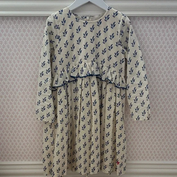 Pink Chicken Cream and Blue Floral Dress - Size 6 - Picture 2 of 6